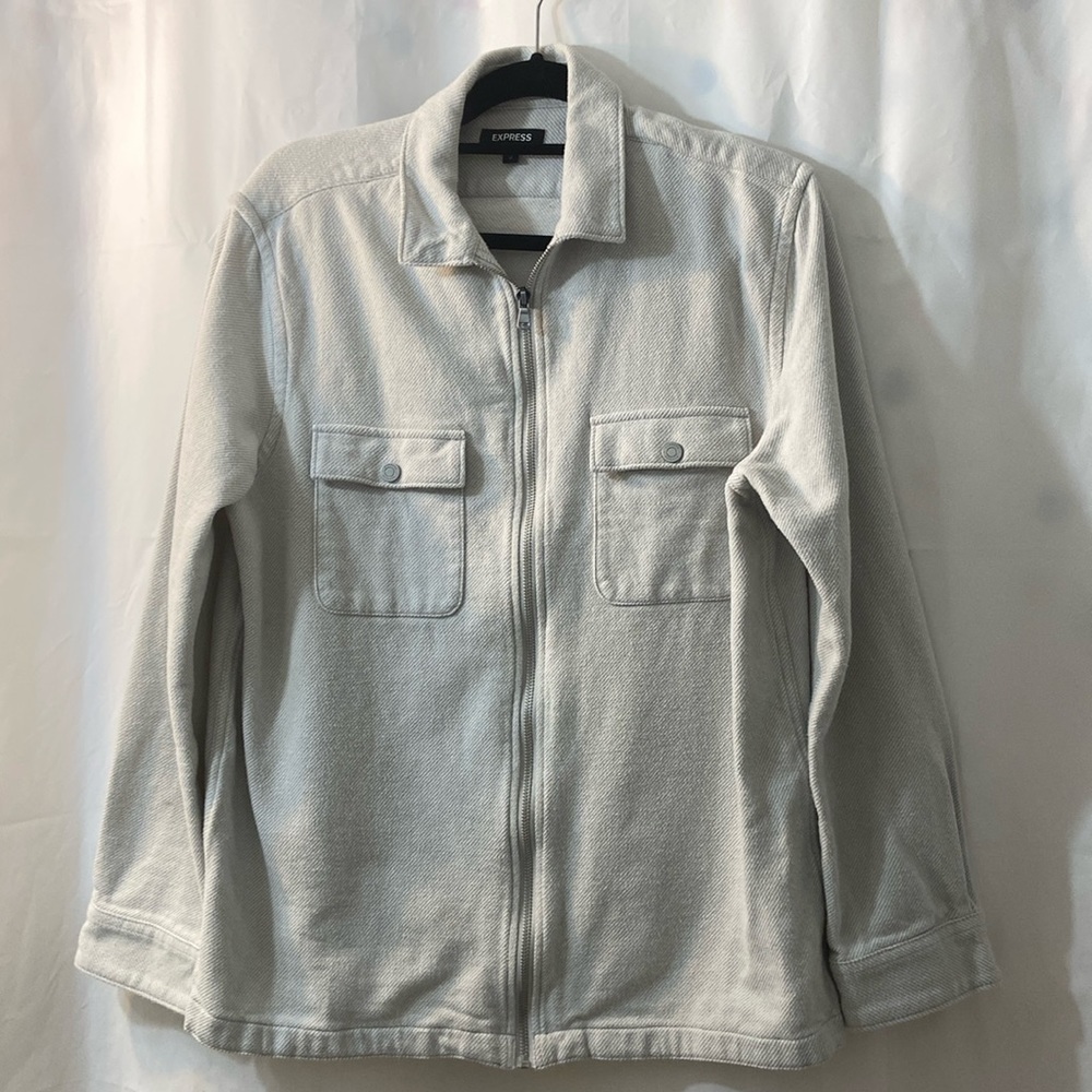 Express Mens Long Sleeve Shirt Jacket Casual Zip up  Size Medium